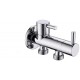 ДВУПЪТЕН ЪГЛОВ КРАН С КЕРАМИЧНИ ГЛАВИ И РОЗЕТКА 1/2"х1/2"х1/2" ELS-1052