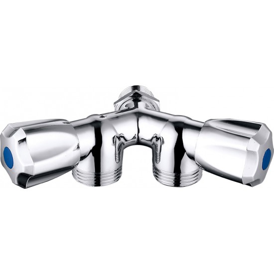 ДВУПЪТЕН V КРАН ЗА ПЕРАЛНЯ И СЪДОМИЯЛНА ПОЛИРАН ХРОМ 1/2"х3/4"х3/4" ELS-1107-P