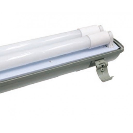 К-Т ТЯЛО ЗА LED T8 ТРЪБА IP65 С ОТРАЖАТЕЛ + 2 X 0.6M T8 LED ТРЪБИ 2 X 1000LM 2 X 10W 230V 6500K