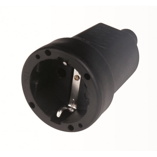 КУПЛУНГ УДАРОУСТОЙЧИВ ГУМИРАН IP44 16A 250V 2P+E ЧЕРЕН ELS-2210