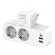 РАЗКЛОНИТЕЛ 2-КА БЕЗ КАБЕЛ С USB ЗАРЕЖДАНЕ + СЕНЗОРНА НОЩНА ЛАМПА, 2500W/10A, USB-C PD 20W + 2xUSB A, SE2337