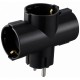 РАЗКЛОНИТЕЛ 3-KA Т-ОБРАЗЕН 16А 250V ЧЕРЕН ELS-RM1-01/03Т