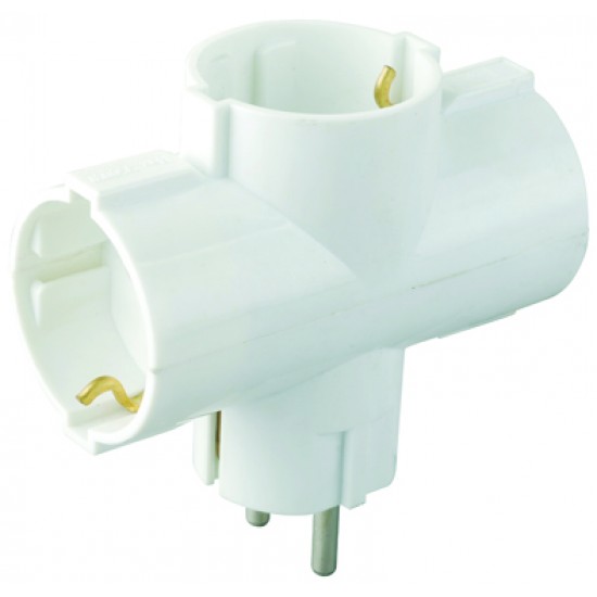 РАЗКЛОНИТЕЛ 3-KA Т-ОБРАЗЕН 16А 250V БЯЛ ELS-RM1-01/03Т