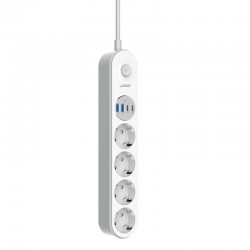 РАЗКЛОНИТЕЛ 4-КА - 2М. КАБЕЛ С USB ЗАРЕЖДАНЕ, 2500W/10A, USB-C PD 20W + USB-C + 2×USB-A, SE1-C