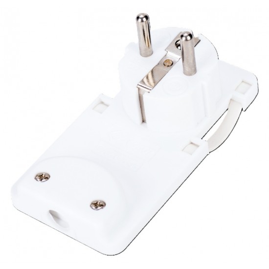 ЩЕПСЕЛ ЪГЛОВ ПЛОСЪК PP 16A 250V 2P+E БЯЛ ELS-C2407