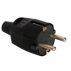 ЩЕПСЕЛ УДАРОУСТОЙЧИВ ГУМИРАН 16A 250V 2P+E ЧЕРЕН ELS-2209