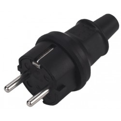 ЩЕПСЕЛ УДАРОУСТОЙЧИВ ГУМИРАН IP44 16A 250V 2P+E ЧЕРЕН ELS-2237