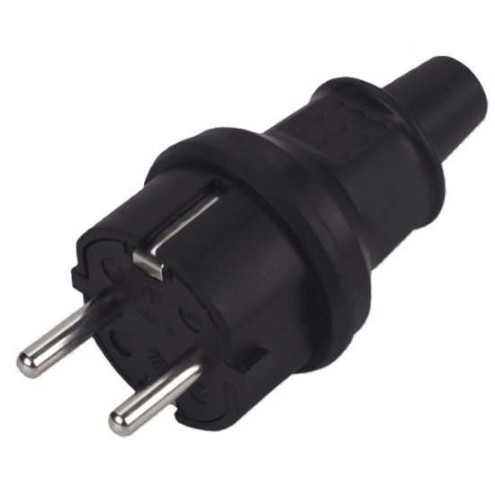 ЩЕПСЕЛ УДАРОУСТОЙЧИВ ГУМИРАН IP44 16A 250V 2P+E ЧЕРЕН ELS-2237