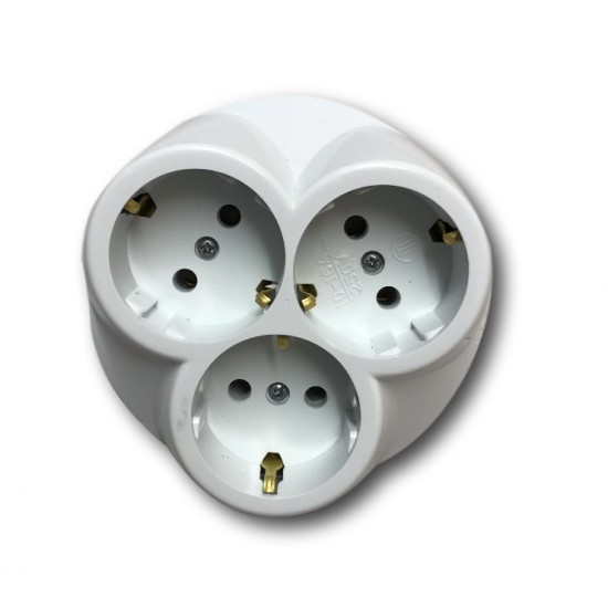 ТРОЕН РАЗКЛОНИТЕЛ SFT04 БЯЛ 10-16А 250V БЕЗ КАБЕЛ