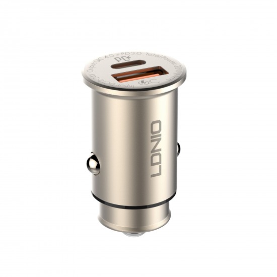 ЗАРЯДНО У-ВО ЗА АВТОМОБИЛ ЗА БЪРЗО ЗАРЕЖДАНЕ PORT USB-A + USB Type-C С КАБЕЛ USB Type-C PD+QC4.0 30W DC12-24V C506Q