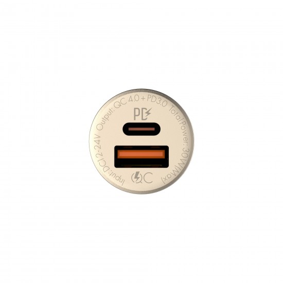 ЗАРЯДНО У-ВО ЗА АВТОМОБИЛ ЗА БЪРЗО ЗАРЕЖДАНЕ PORT USB-A + USB Type-C С КАБЕЛ USB Type-C PD+QC4.0 30W DC12-24V C506Q