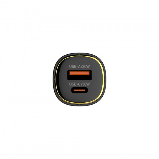 ЗАРЯДНО У-ВО ЗА АВТОМОБИЛ ЗА БЪРЗО ЗАРЕЖДАНЕ PORT USB-A + USB Type-C С КАБЕЛ USP Type-C 60W DC12-24V C103
