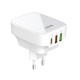 ЗАРЯДНО У-ВО ЗА БЪРЗО ЗАРЕЖДАНЕ PORT 2 Х USB-A + USB Type-C С КАБЕЛ USB  type-C PD + QC3.0 32W + AUTO ID 100-240V БЯЛ Q334