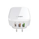 ЗАРЯДНО У-ВО ЗА БЪРЗО ЗАРЕЖДАНЕ PORT 2 Х USB-A + USB Type-C С КАБЕЛ USB  type-C PD + QC3.0 32W + AUTO ID 100-240V БЯЛ Q334