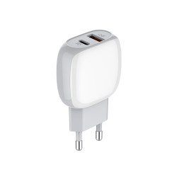 ЗАРЯДНО У-ВО ЗА БЪРЗО ЗАРЕЖДАНЕ PORT USB-A + USB Type-C С КАБЕЛ USB  type-C PD + QC3.0 20W 100-240V  A2313C