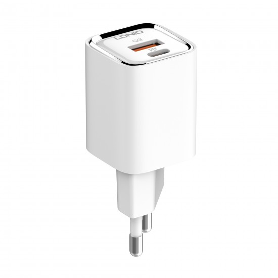 ЗАРЯДНО У-ВО ЗА БЪРЗО ЗАРЕЖДАНЕ PORT USB-A + USB Type-C С КАБЕЛ USB  type-C PD + QC3.0 30W 100-240V  A2317C
